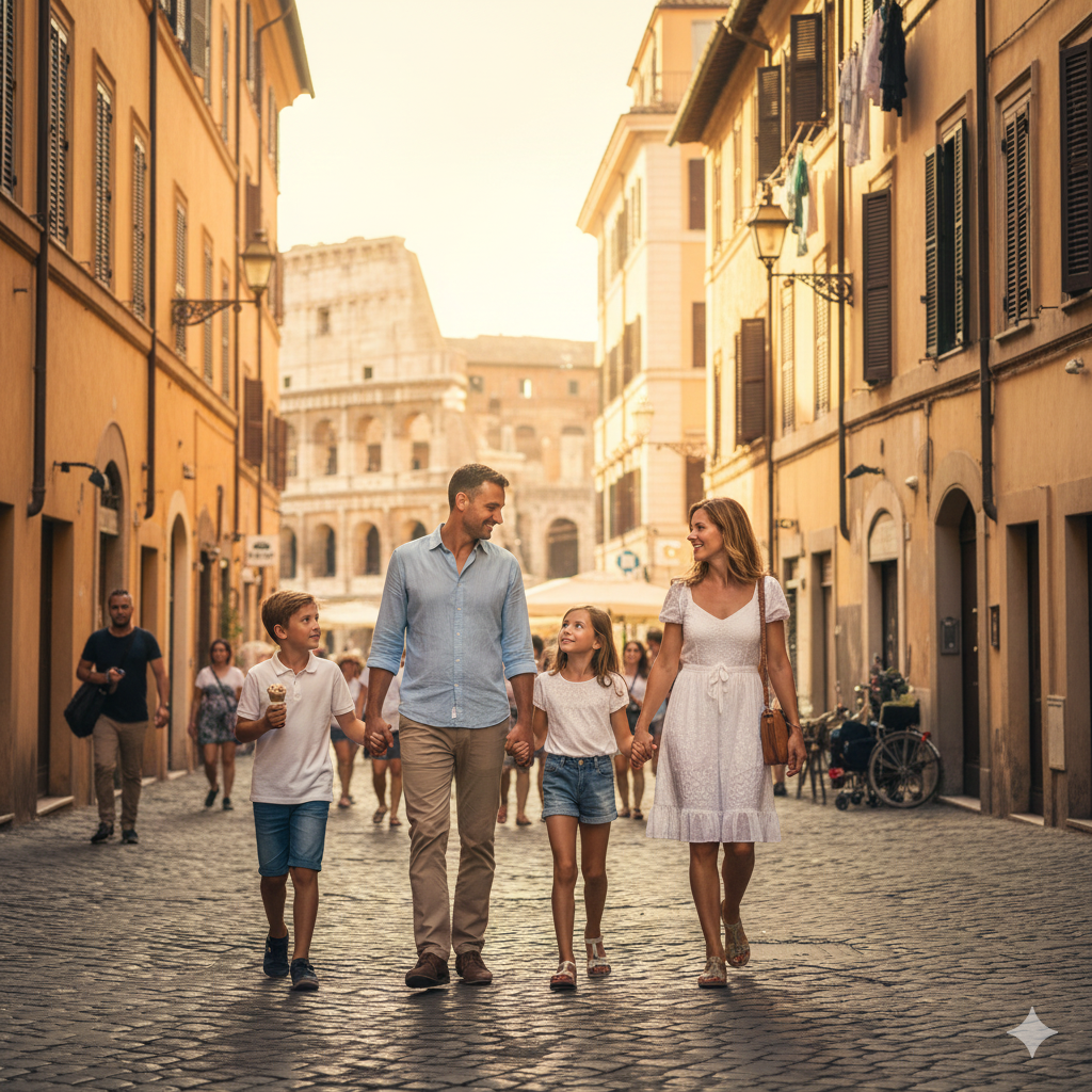 Famille heureuse en vacances